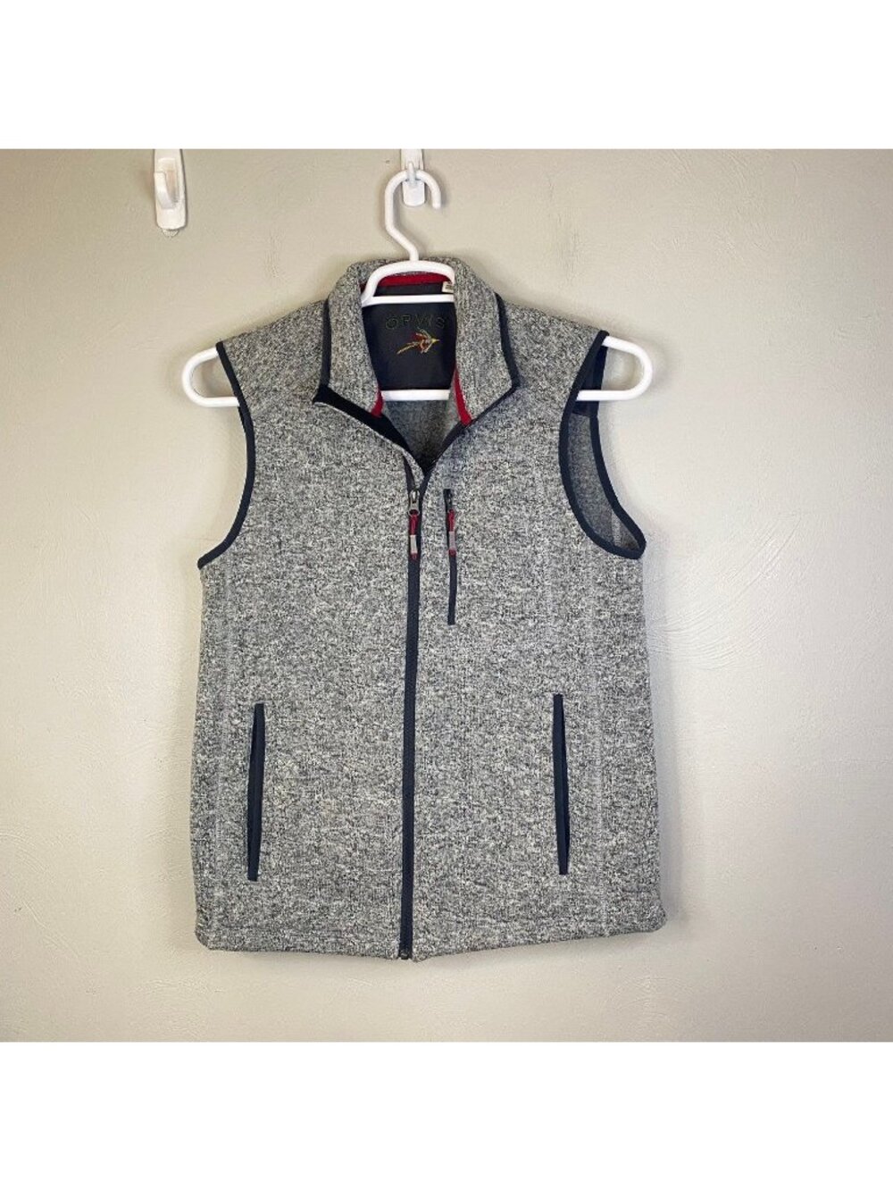 Orvis Men's R65 Denali Sweater Fleece Vest Gray Full Zip Size M Hiking Winter